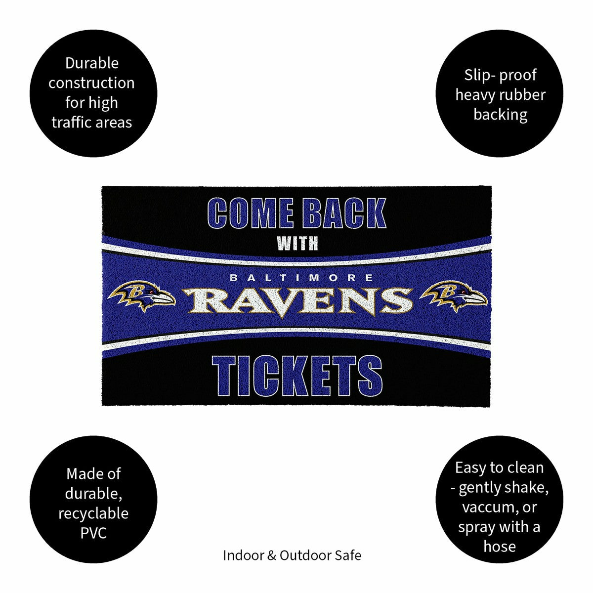 28" x 16" PVC Trapper Mat, Come Back with Tickets, Baltimore Ravens - NFL