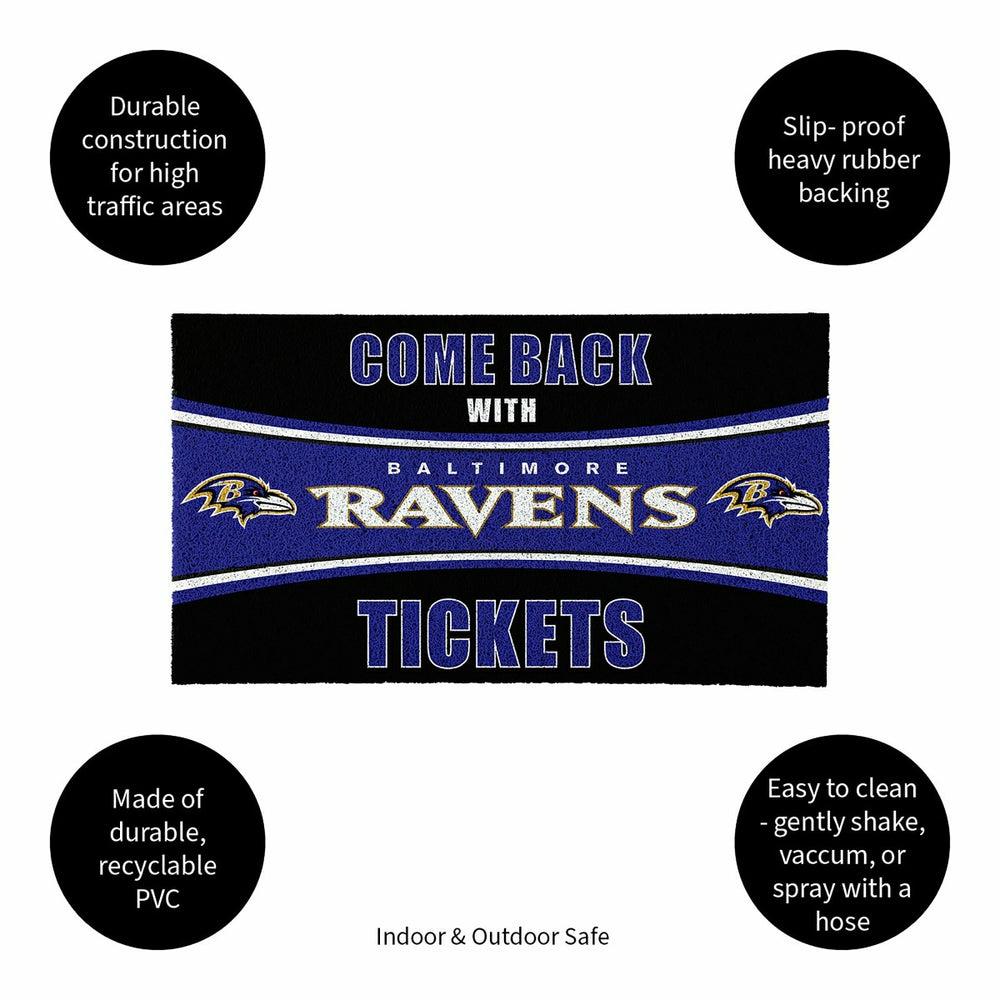 28" x 16" PVC Trapper Mat, Come Back with Tickets, Baltimore Ravens - NFL