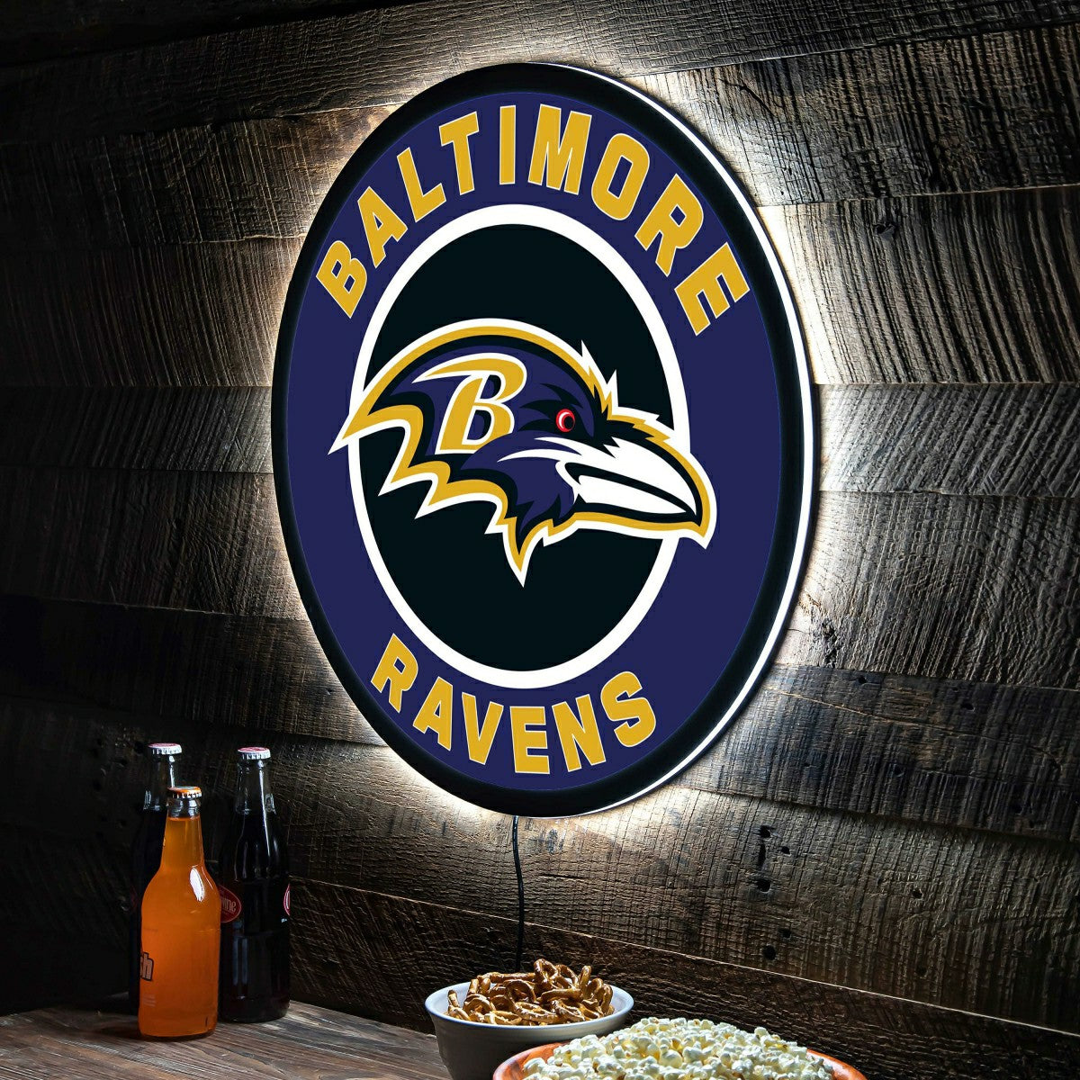 LED Wall Decor, Round, Baltimore Ravens - NFL Home
