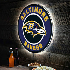 LED Wall Decor, Round, Baltimore Ravens - NFL Home