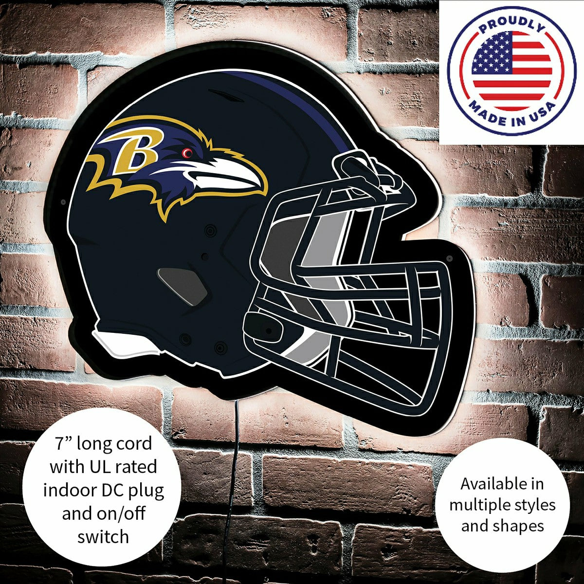 LED Wall Decor, Helmet, Baltimore Ravens - NFL Home