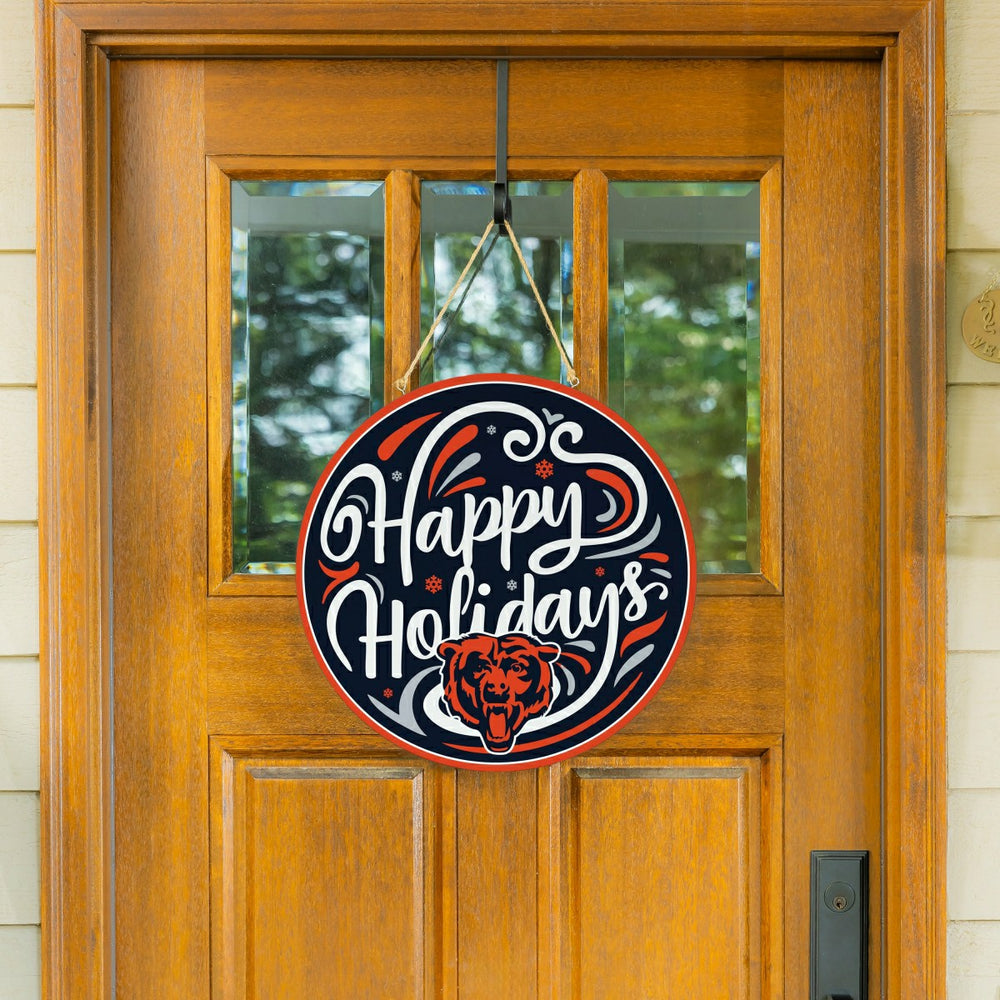 Chicago Bears Holiday Round Door Décor with Hanging Rope, 18x18 - NFL Home
