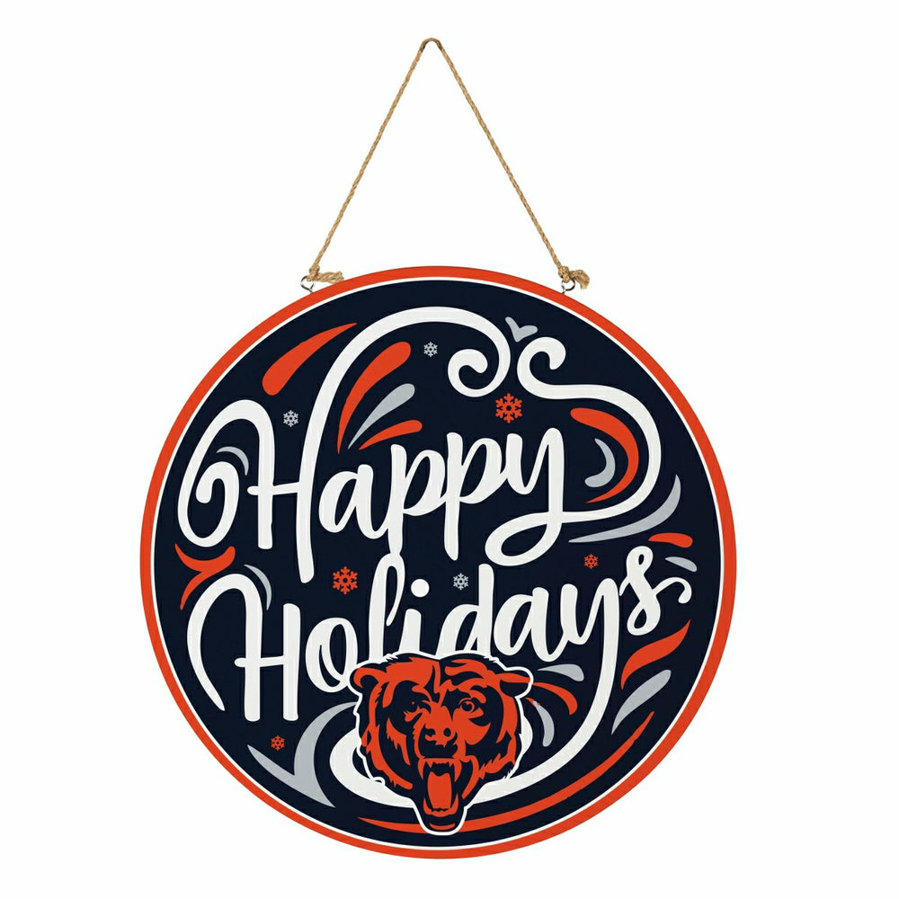 Chicago Bears Holiday Round Door Décor with Hanging Rope, 18x18 - NFL Home