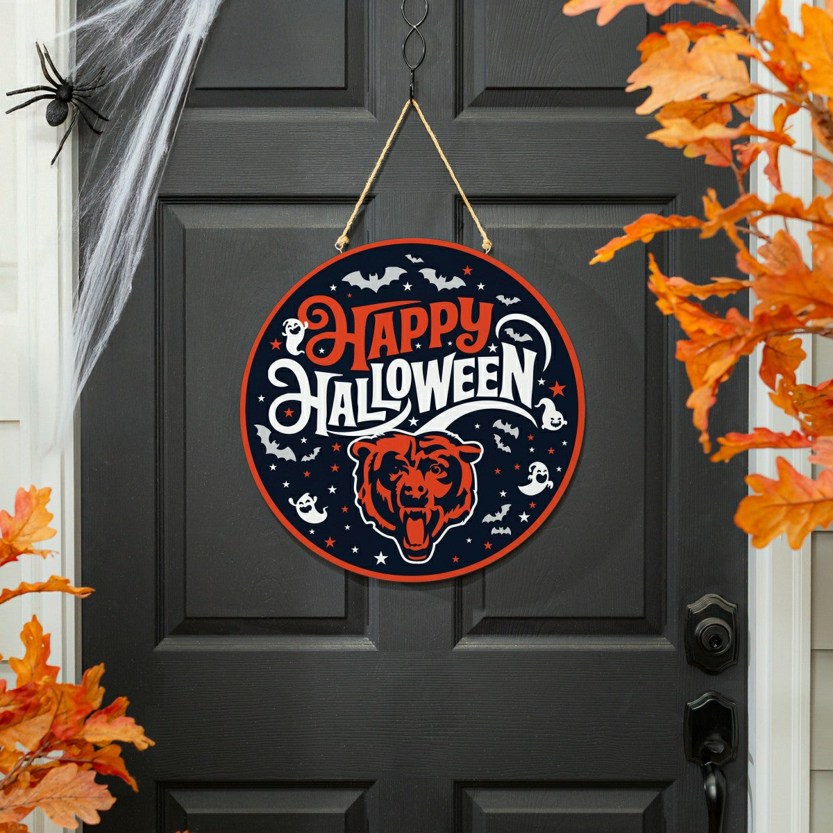 Chicago Bears Halloween Round Door Décor with Hanging Rope, 18x18 - NFL Home