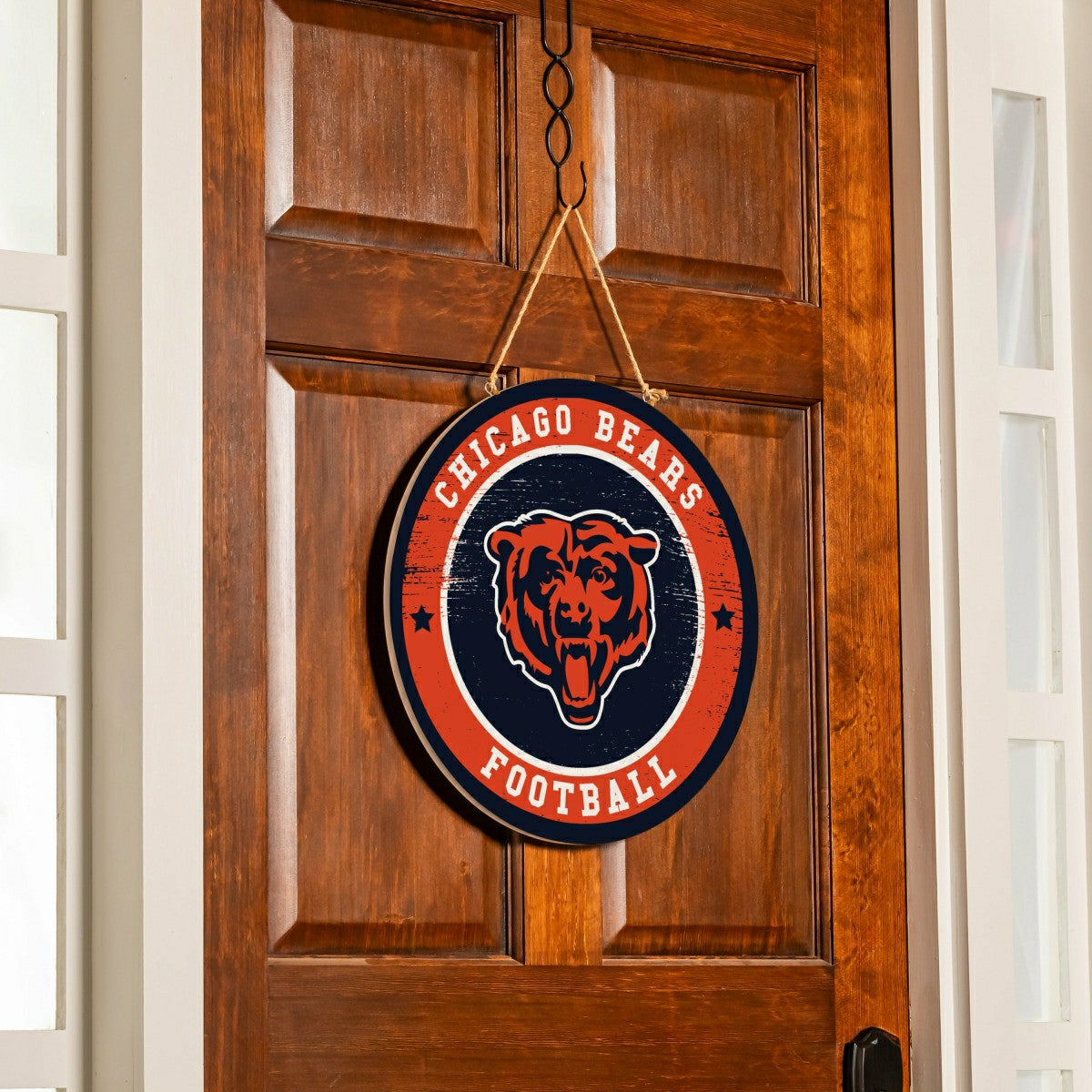 Chicago Bears Round Door Décor with Hanging Rope, 18x18 - NFL Home