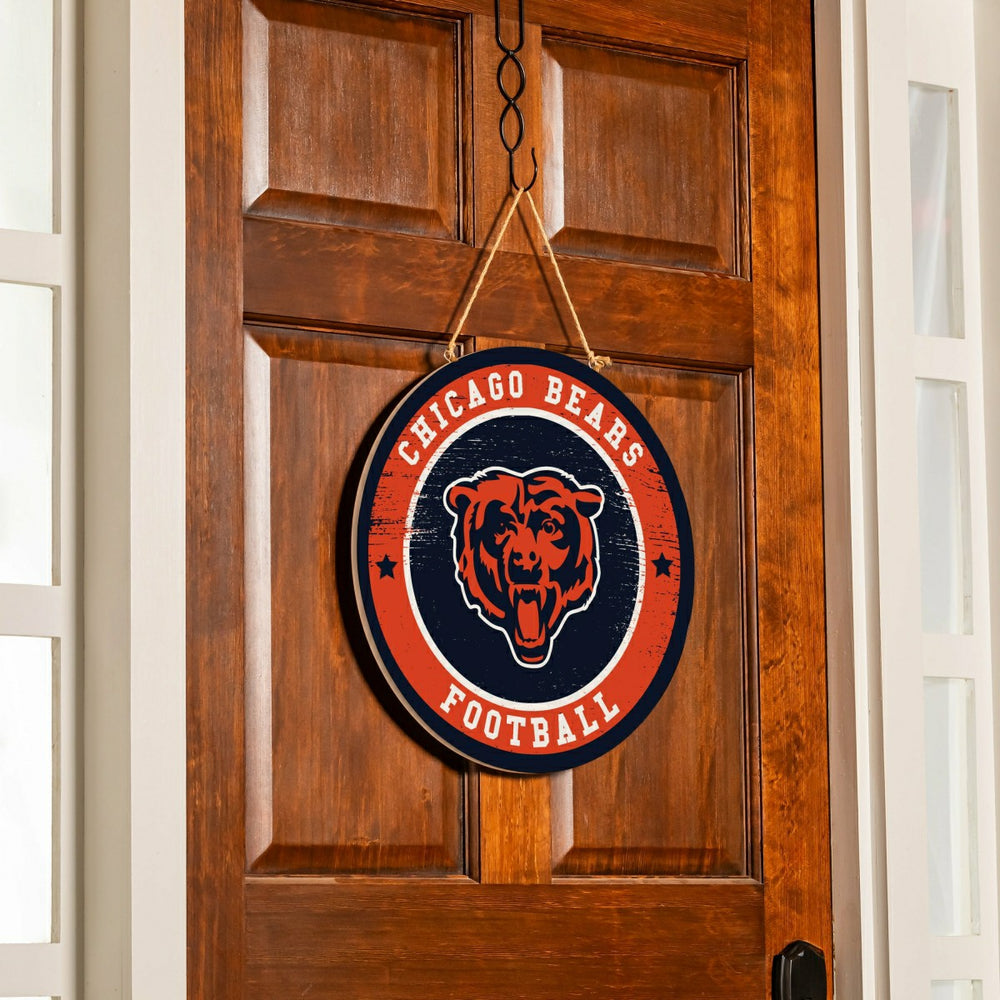Chicago Bears Round Door Décor with Hanging Rope, 18x18 - NFL Home