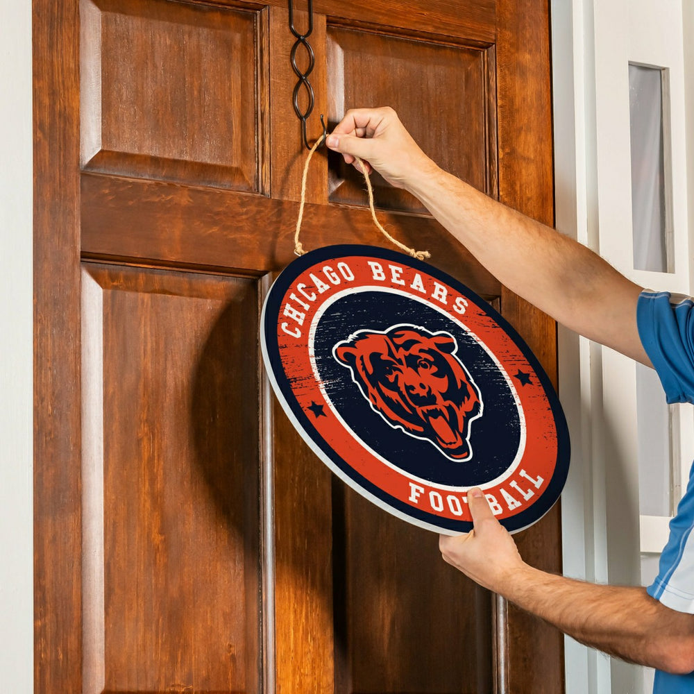 Chicago Bears Round Door Décor with Hanging Rope, 18x18 - NFL Home