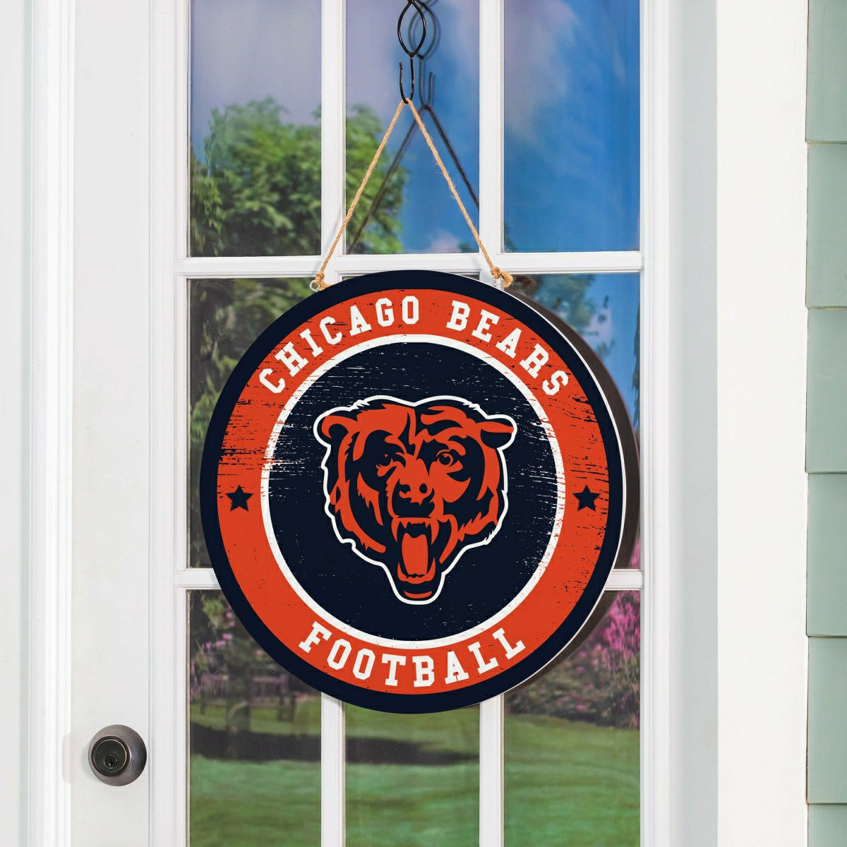 Chicago Bears Round Door Décor with Hanging Rope, 18x18 - NFL Home