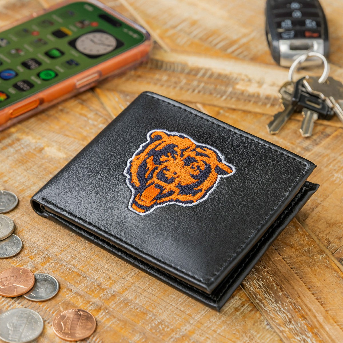 Chicago Bears Black Bi-Fold Embroidered Wallet - NFL Home