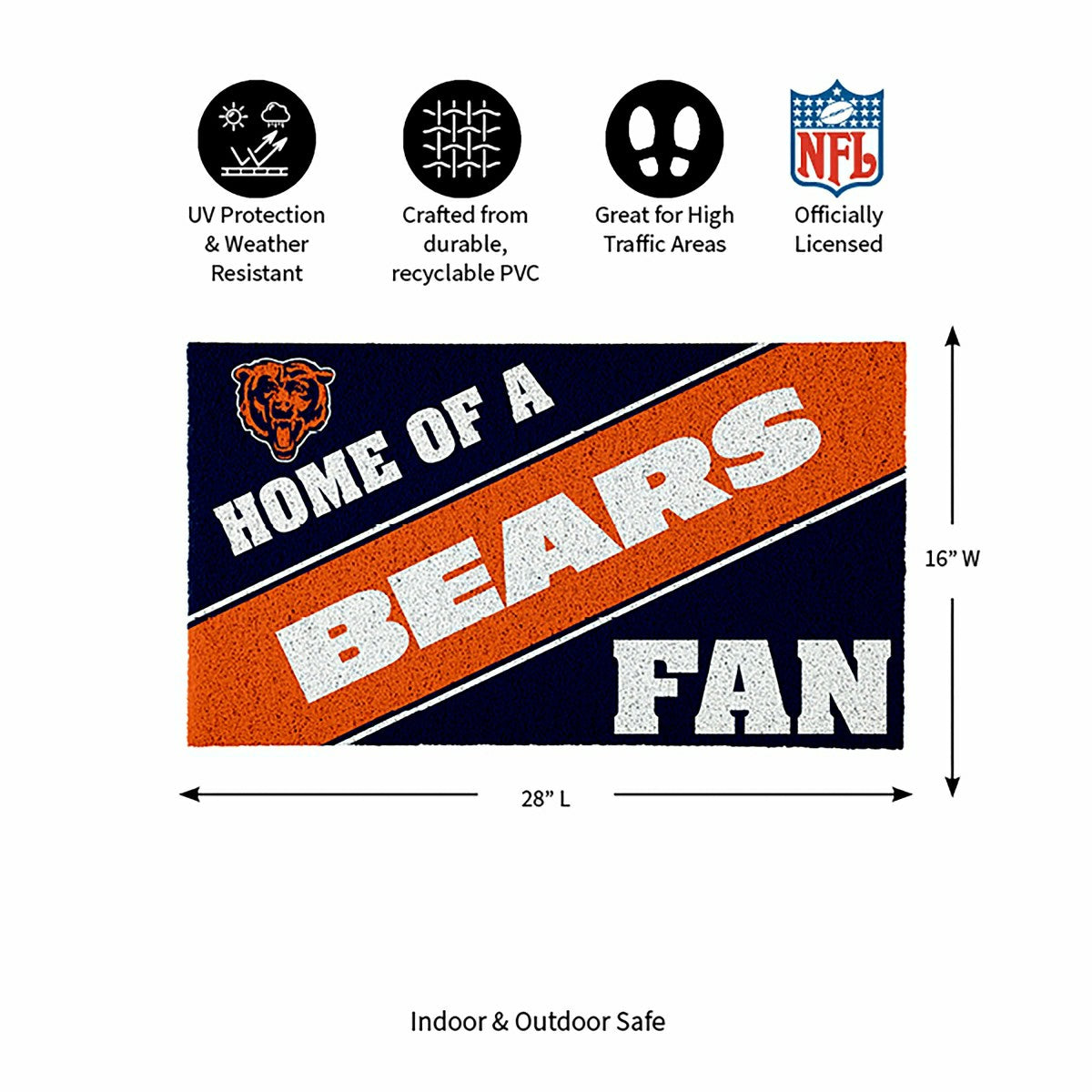 Chicago Bears, PVC Mat COLOR, Home of a Fan - NFL