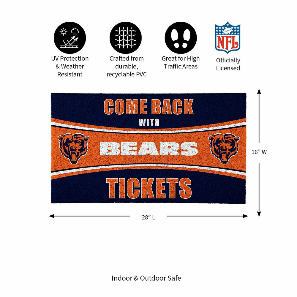 28" x 16" PVC Trapper Mat, Come Back with Tickets, Chicago Bears - NFL