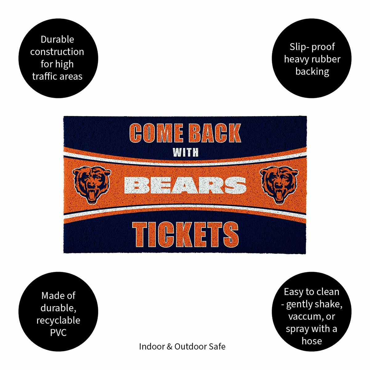 28" x 16" PVC Trapper Mat, Come Back with Tickets, Chicago Bears - NFL