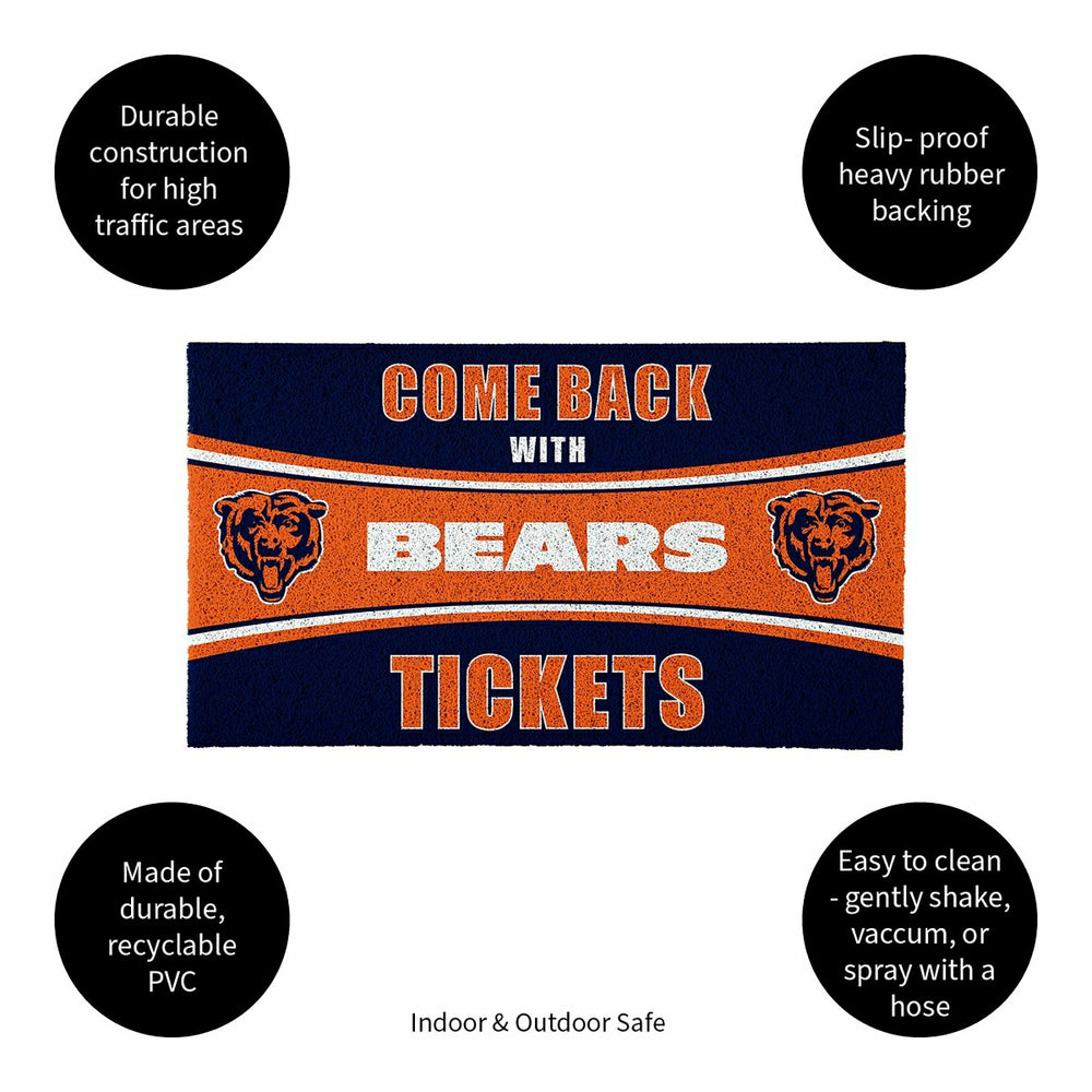 28" x 16" PVC Trapper Mat, Come Back with Tickets, Chicago Bears - NFL