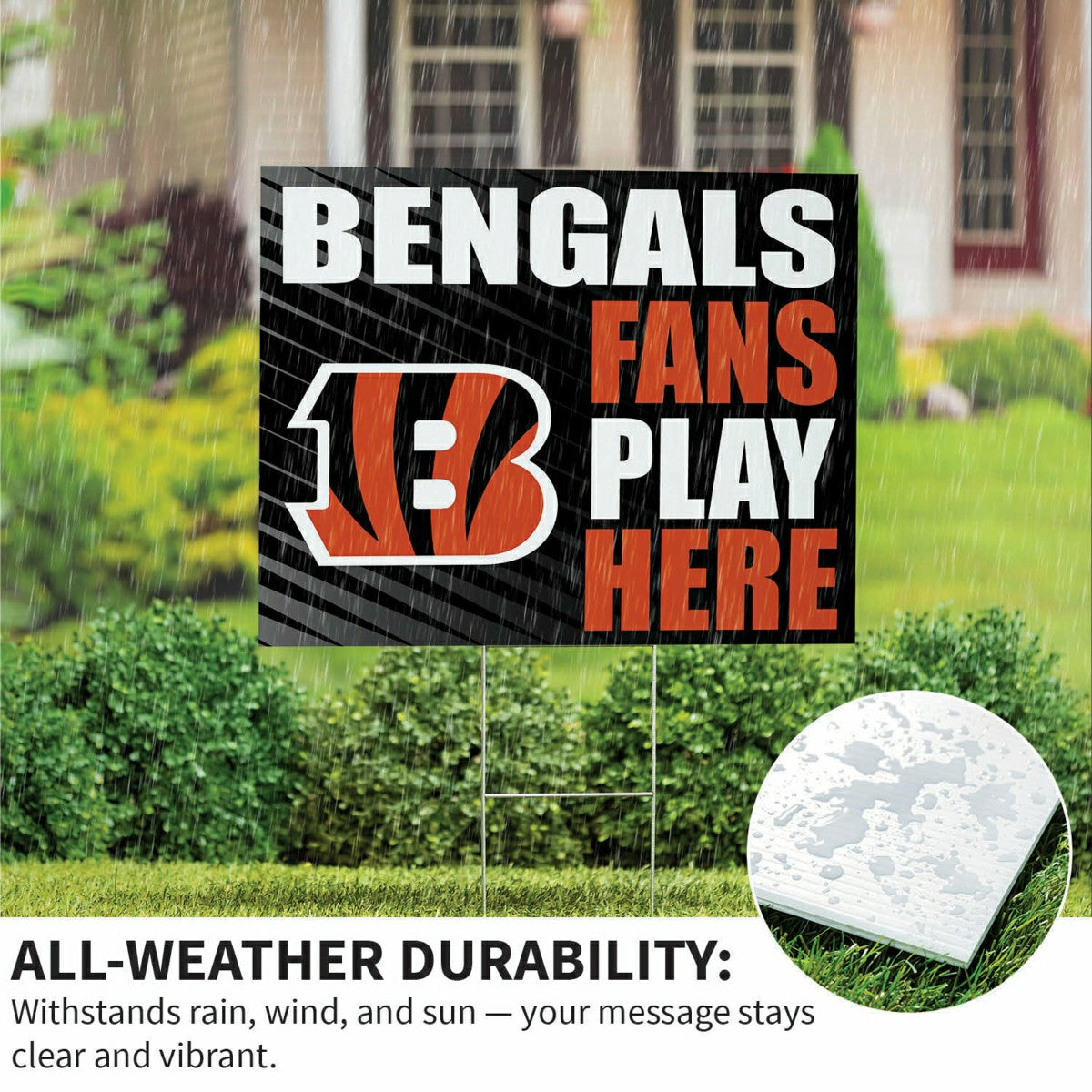 Cincinnati Bengals Coroplast Yard Sign "Fans Play Here" - NFL Home