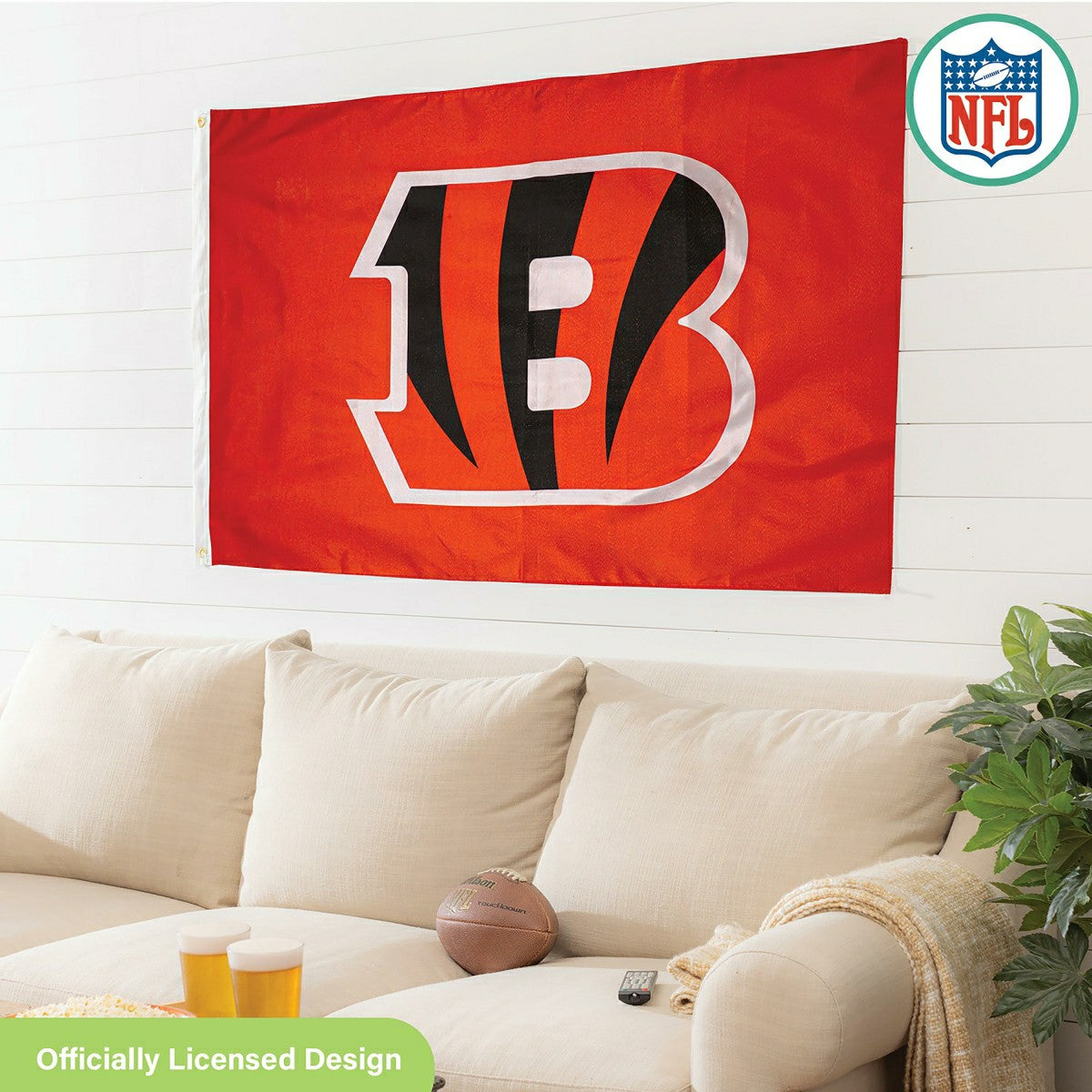 Cincinnati Bengals Single Sided Flag with 2 Grommets, 3'x5' - NFL Home