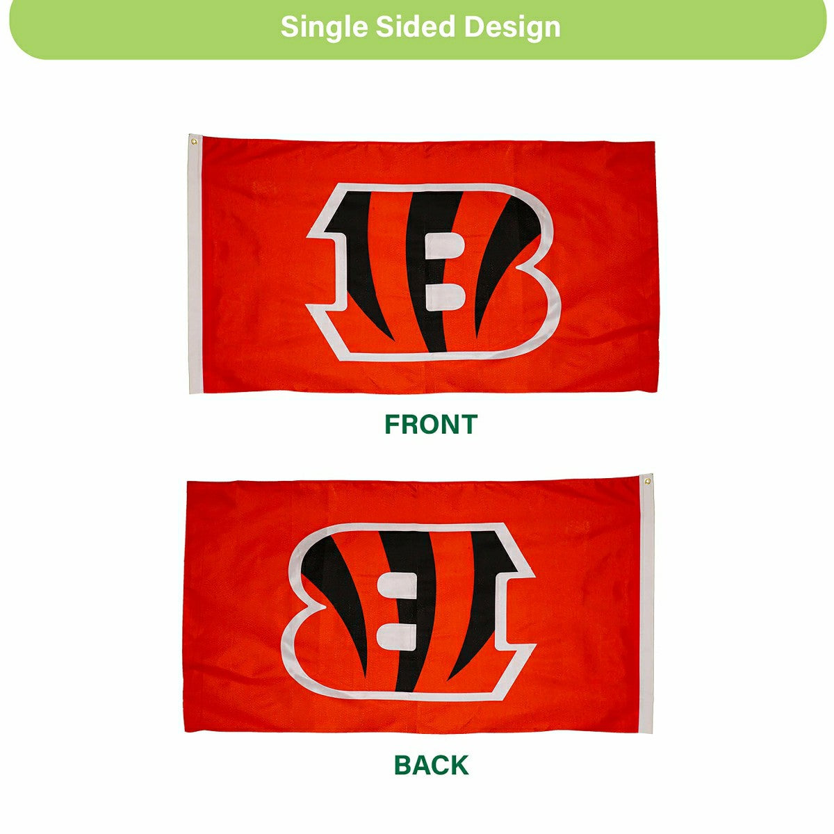 Cincinnati Bengals Single Sided Flag with 2 Grommets, 3'x5' - NFL Home