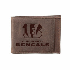 Front Pocket Wallet w/ RFID Blocking, Cincinnati Bengals, Brown - NFL Home