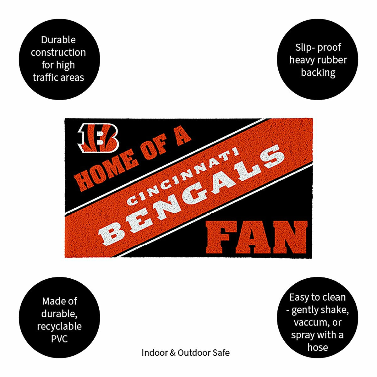 Cincinnati Bengals, PVC Mat COLOR, Home of a Fan - NFL