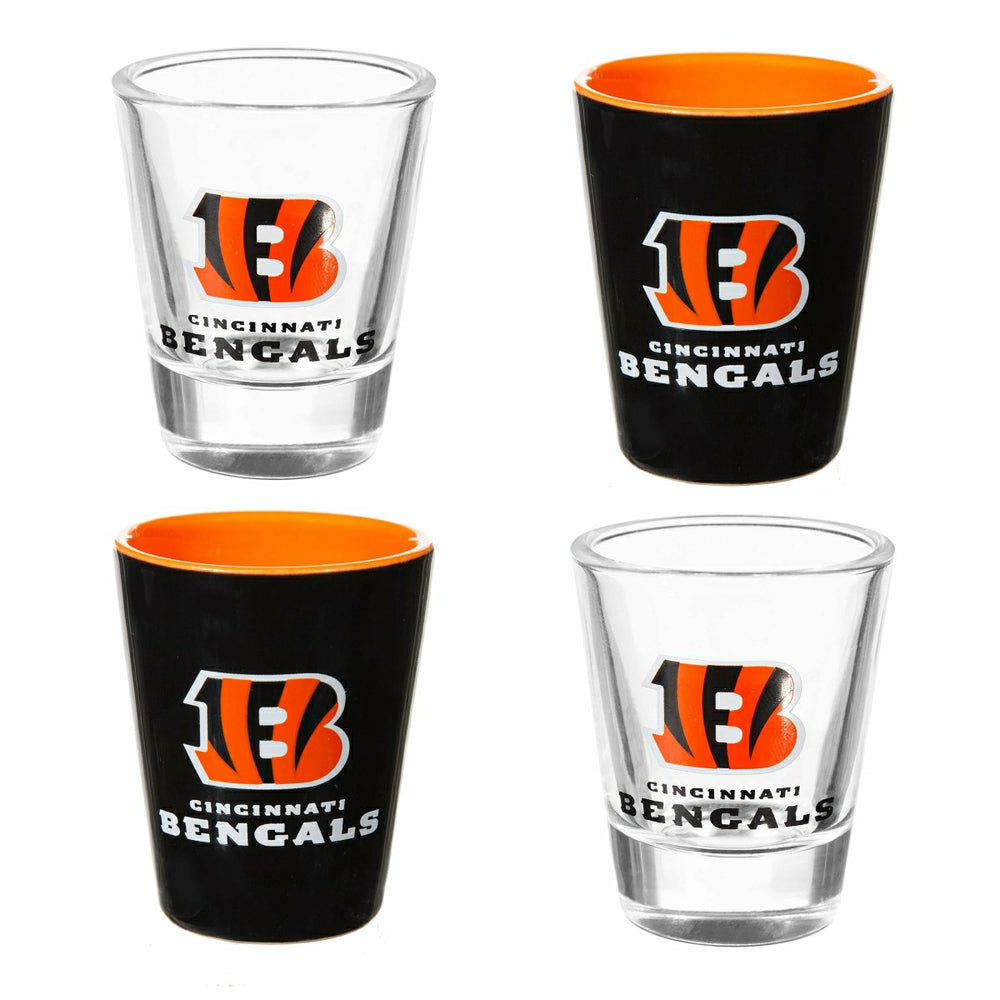 Cincinnati Bengals 4-Piece Ceramic and Glass 2oz. Shot Glass Set - NFL Home