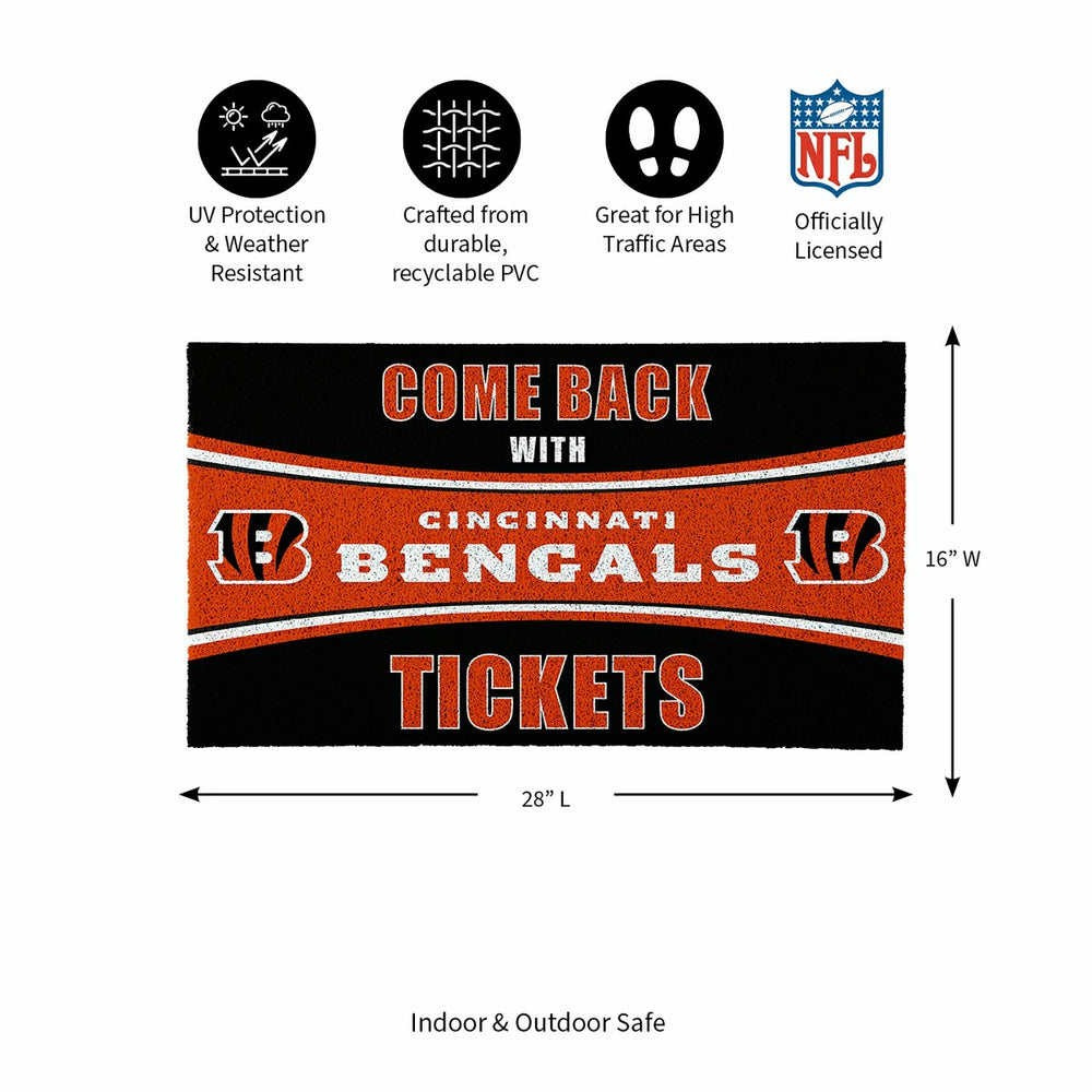 28" x 16" PVC Trapper Mat, Come Back with Tickets, Cincinnati Bengals - NFL