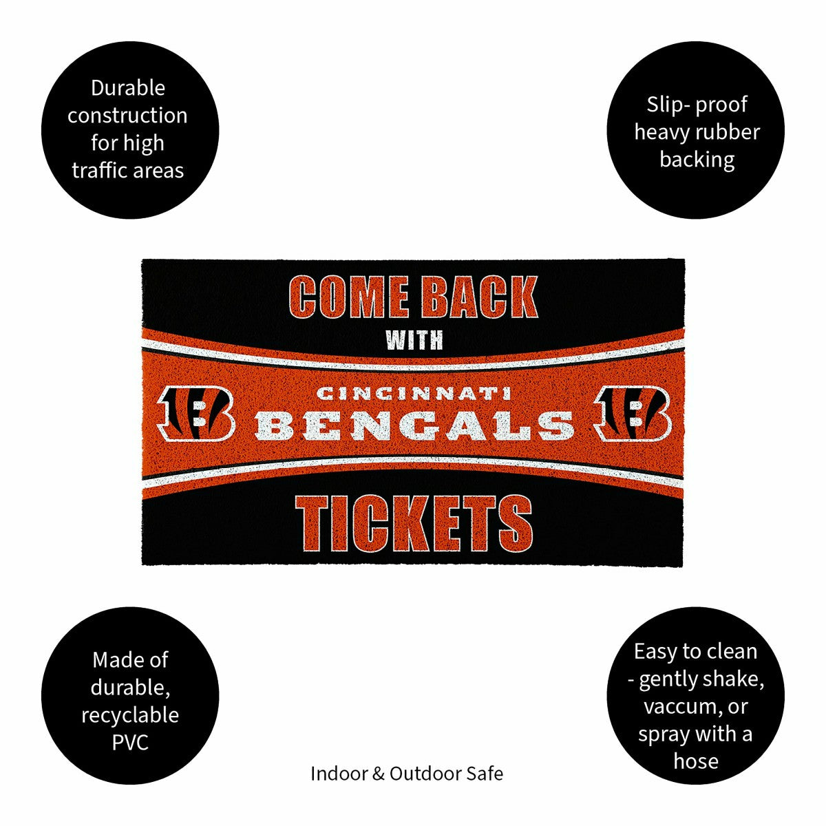 28" x 16" PVC Trapper Mat, Come Back with Tickets, Cincinnati Bengals - NFL
