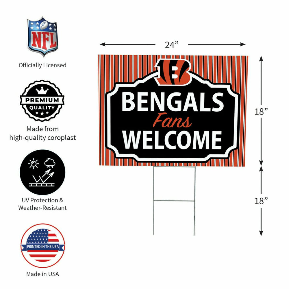 Cincinnati Bengals Coroplast Yard Sign, "Fans Welcome" - NFL Home