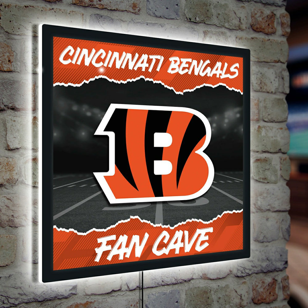 Cincinnati Bengals 23"H x 23"L LED Wall Decor, Edgelite, Square - NFL Home