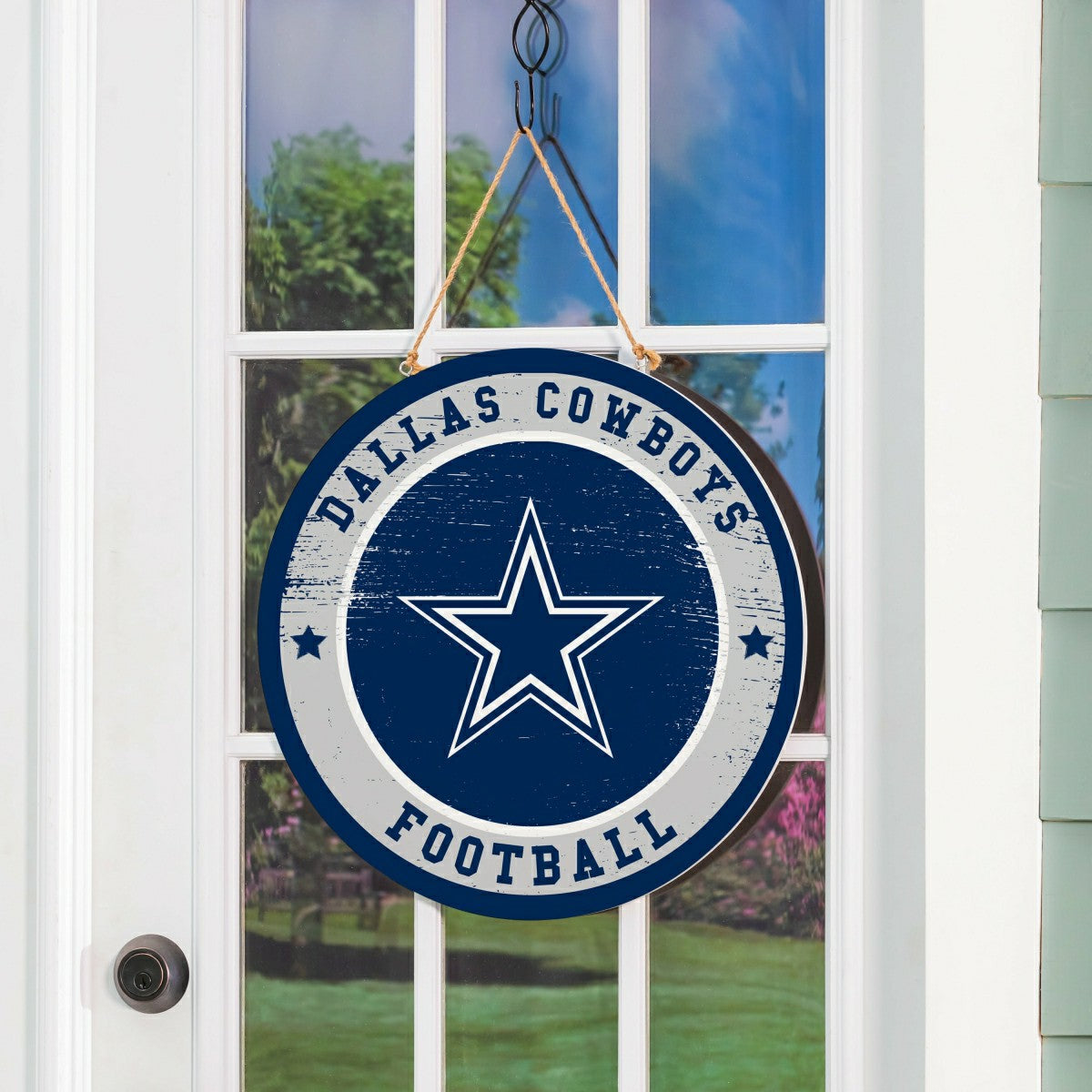 Dallas Cowboys Round Door Décor with Hanging Rope, 18x18 - NFL Home