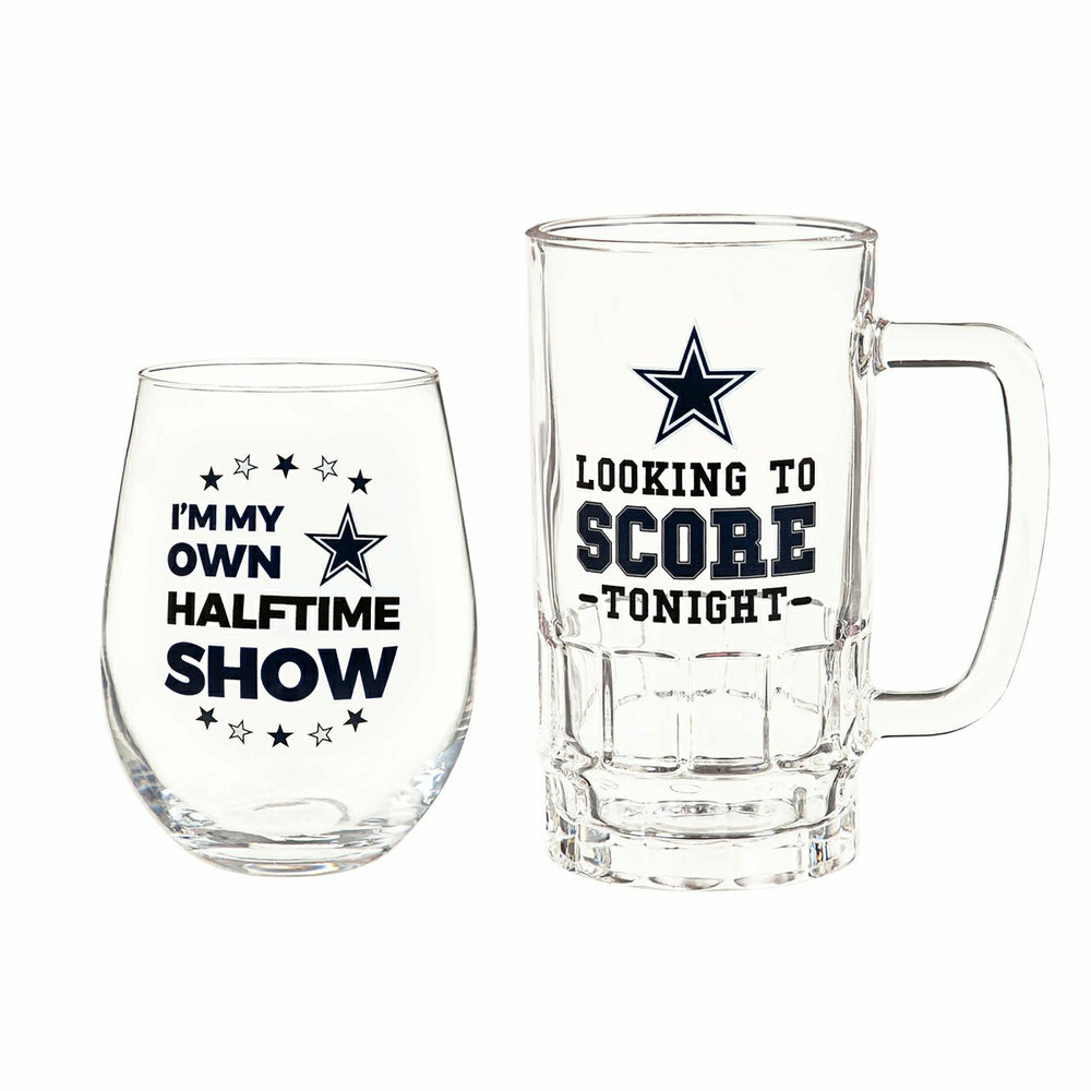 Dallas Cowboys, Stemless 17OZ Wine & Beer 16 OZ Gift Set - NFL