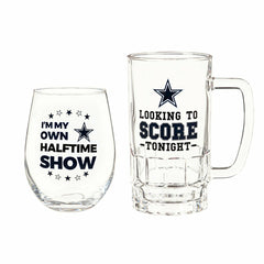 Dallas Cowboys, Stemless 17OZ Wine & Beer 16 OZ Gift Set - NFL