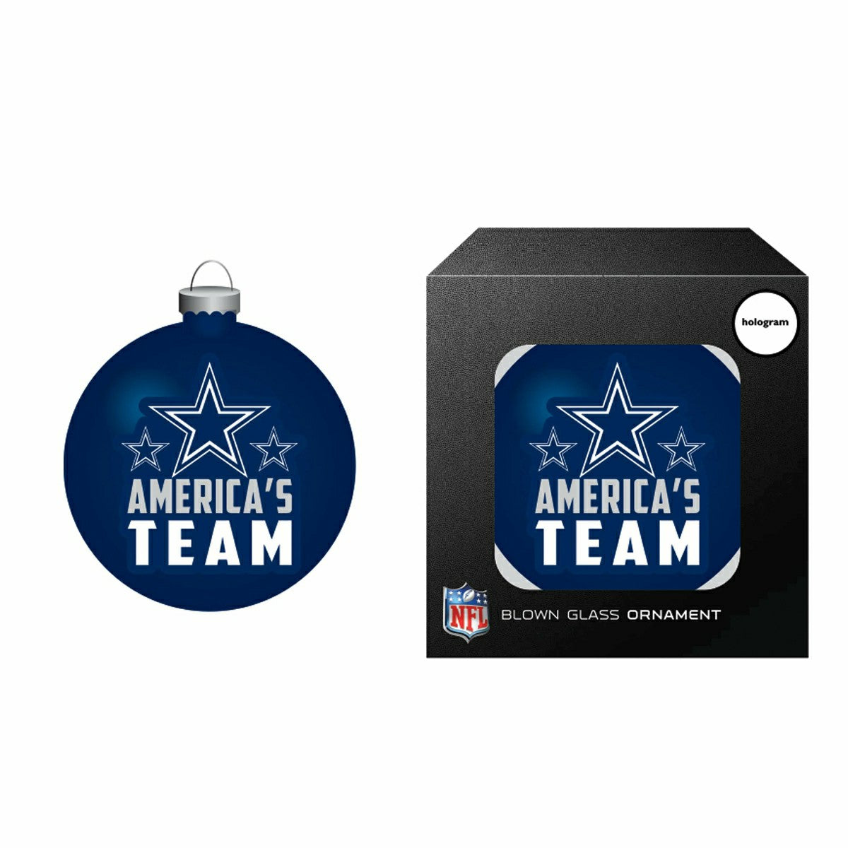 Blown Glass Ornament, Dallas Cowboys - NFL