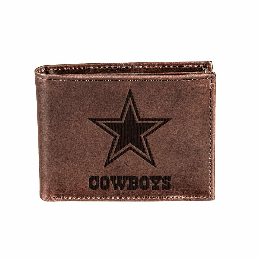 Dallas Cowboys, Bi-Fold Wallet, Brown, CH, 100% Genuine Leather - NFL Home