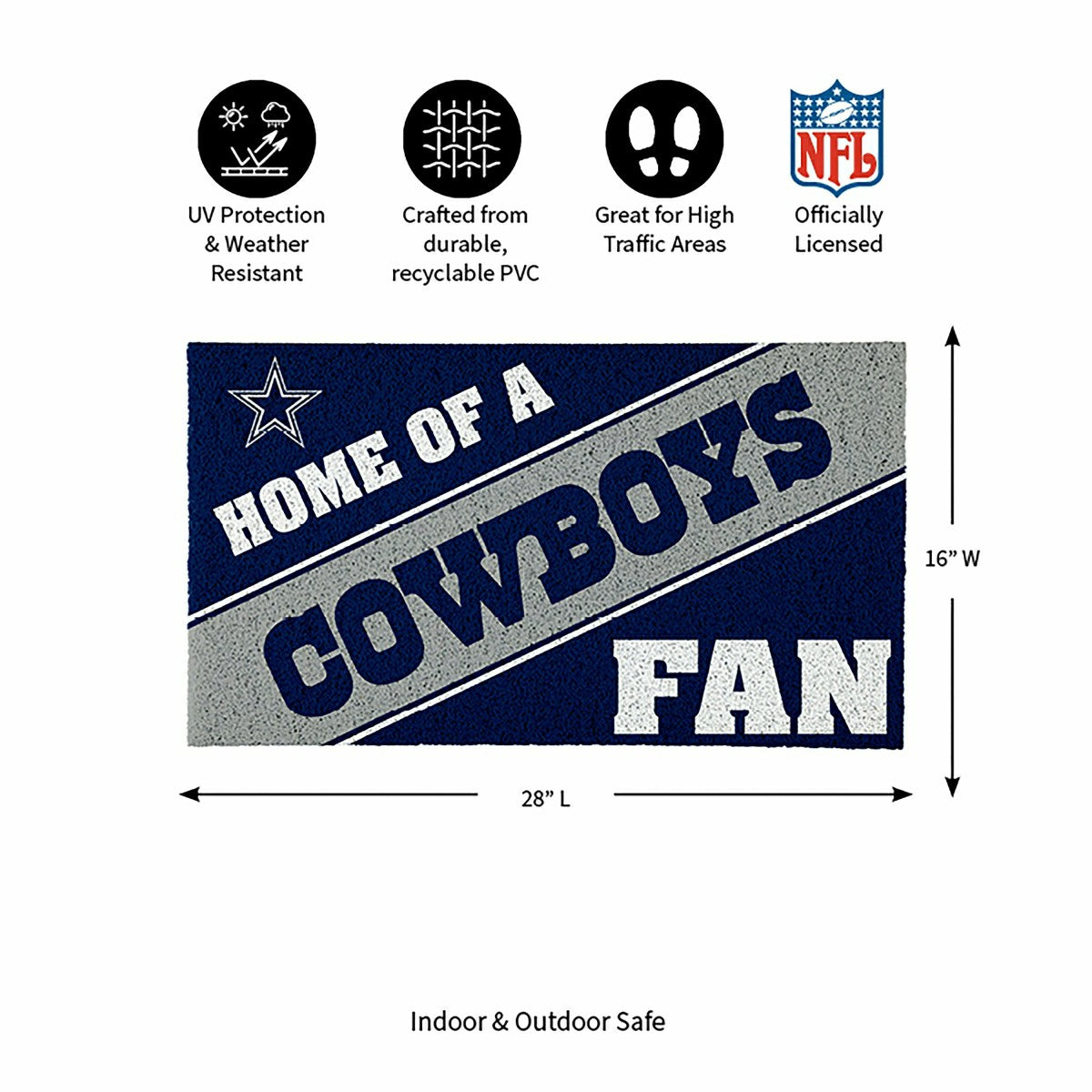 Dallas Cowboys, PVC Mat COLOR, Home of a Fan - NFL