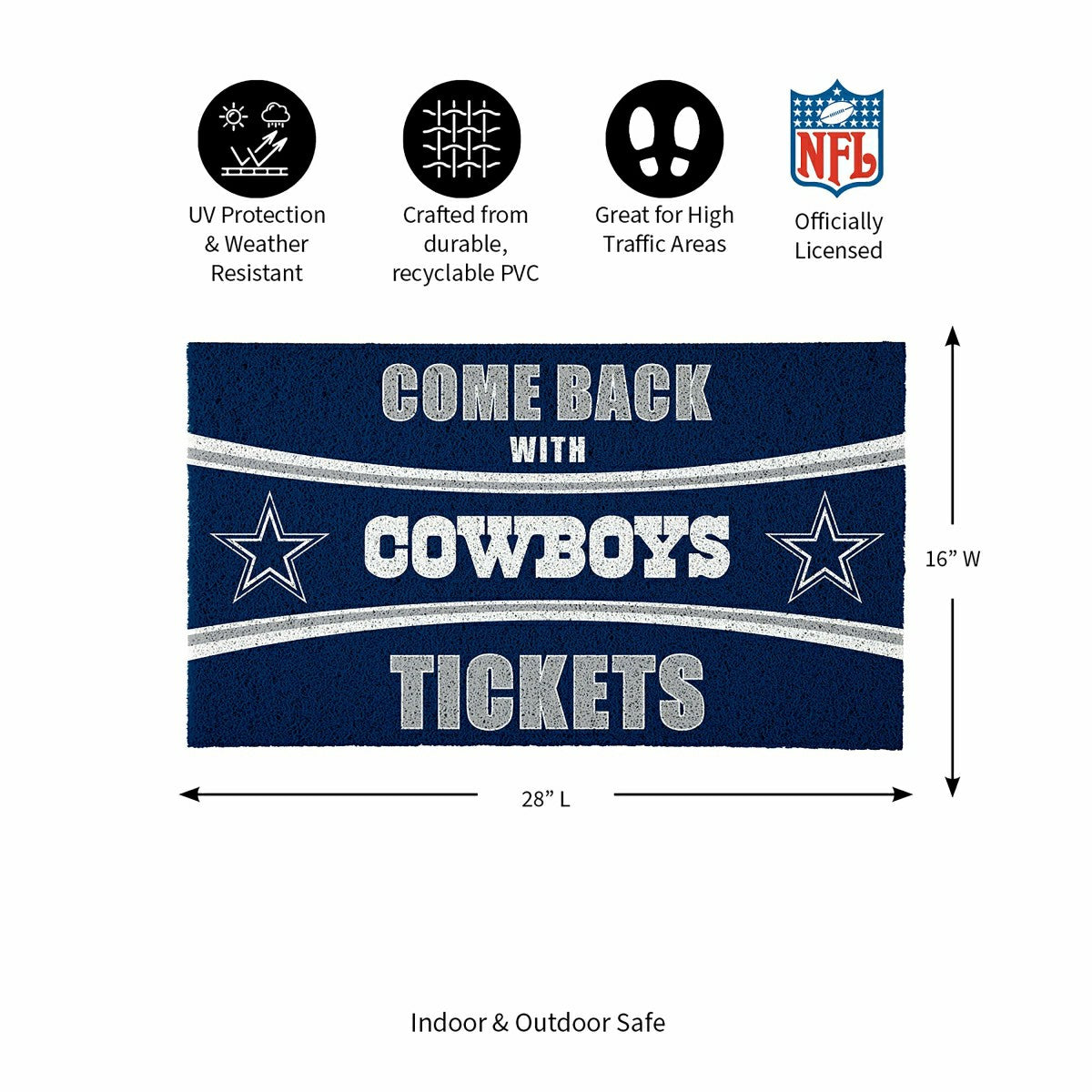 28" x 16" PVC Trapper Mat, Come Back with Tickets, Dallas Cowboys - NFL