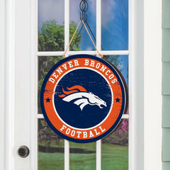 Denver Broncos Round Door Décor with Hanging Rope, 18x18 - NFL Home