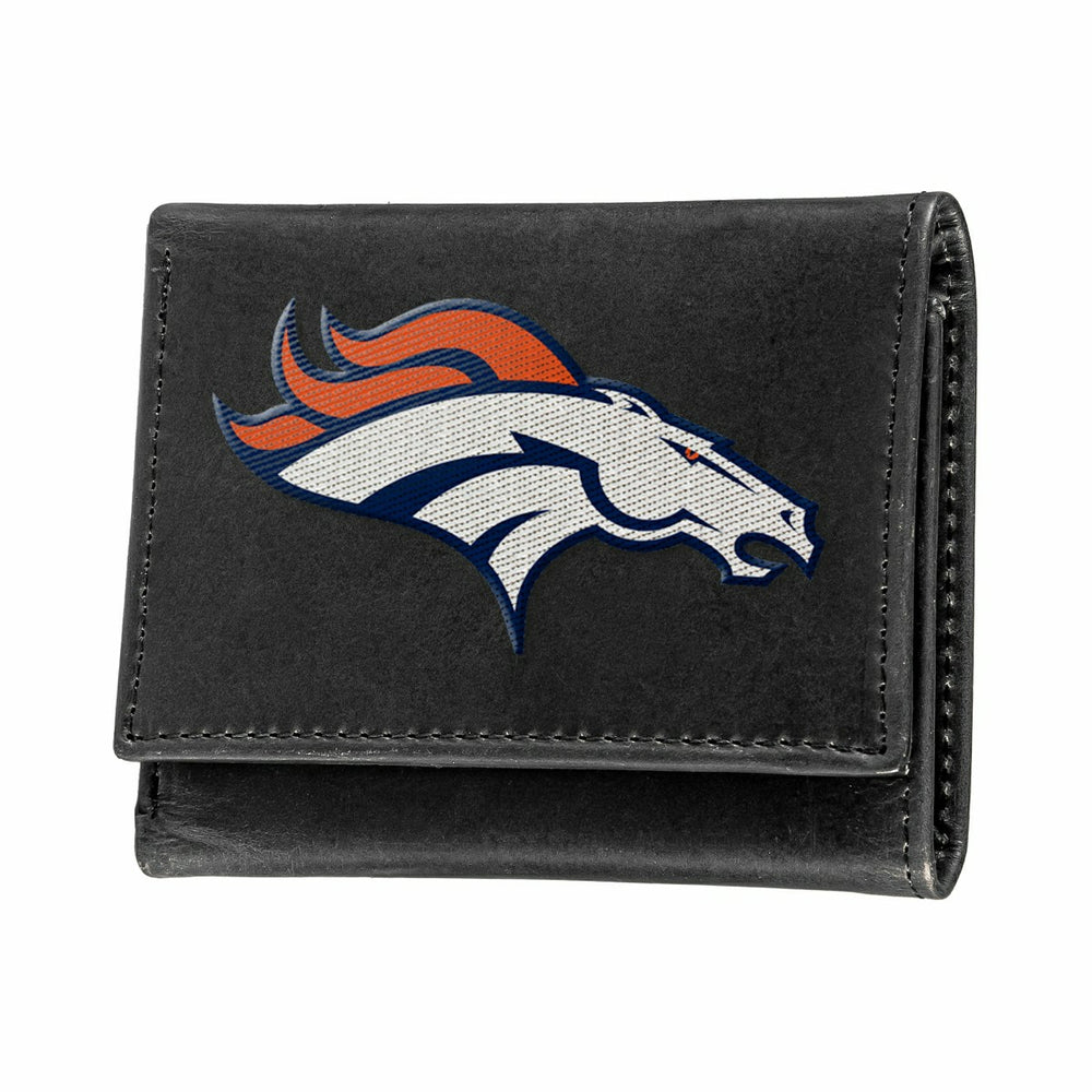 Denver Broncos Black Tri-Fold Embroidered Wallet w/ RFID Blocking - NFL Home