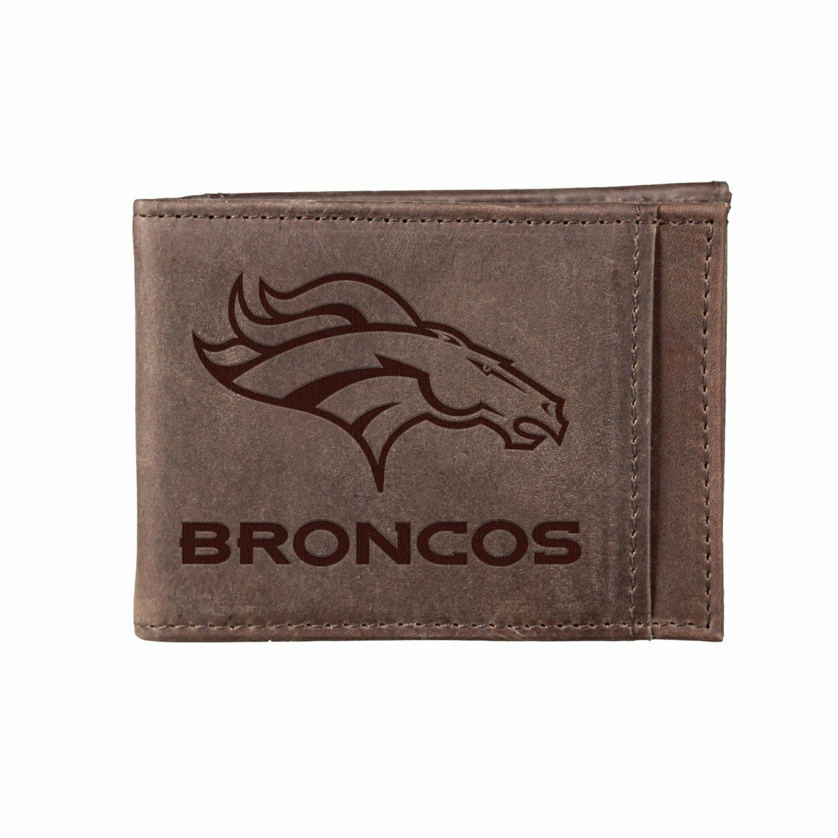 Front Pocket Wallet w/ RFID Blocking, Denver Broncos, Brown - NFL Home