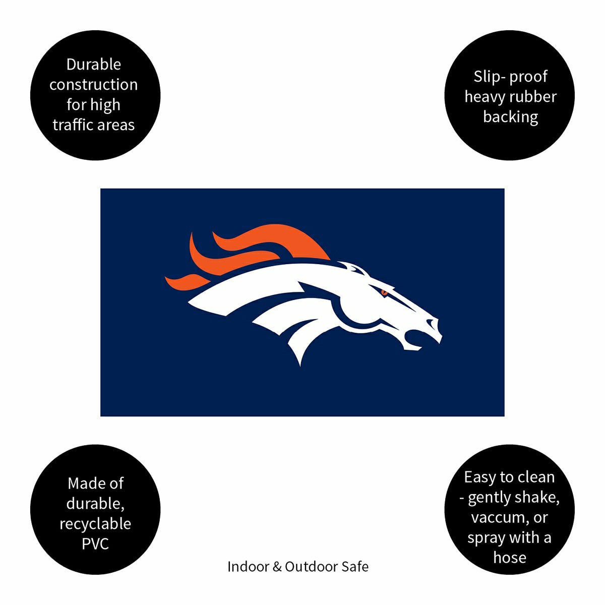 Full Color PVC Mat, 16" x 28", Denver Broncos - NFL
