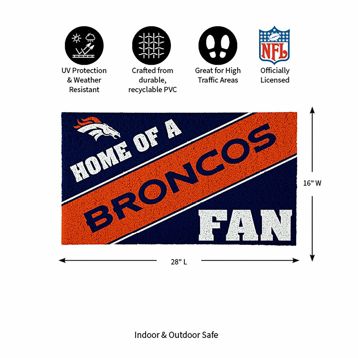 Denver Broncos, PVC Mat COLOR, Home of a Fan - NFL