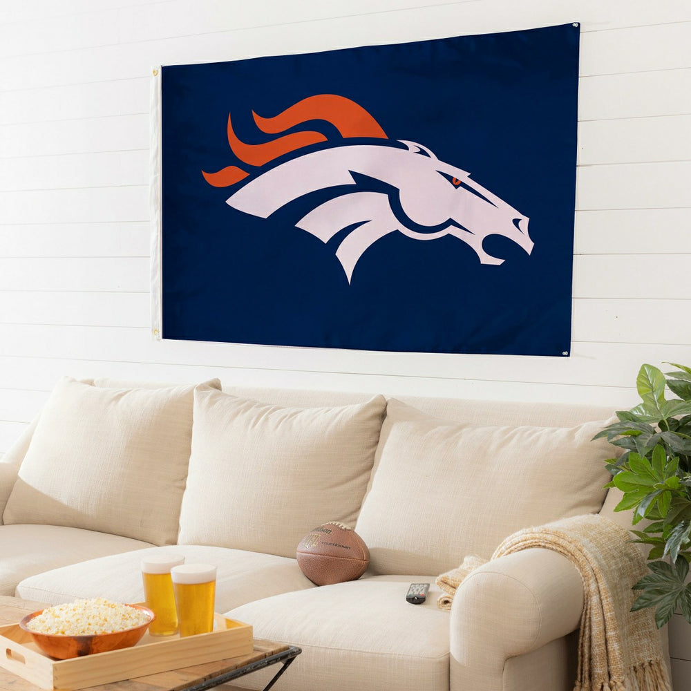 Denver Broncos Single Sided Flag with 2 Grommets, 3'x5' - NFL Home