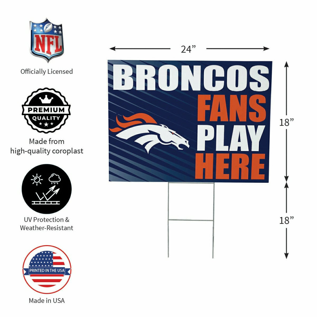 Denver Broncos Coroplast Yard Sign "Fans Play Here" - NFL Home