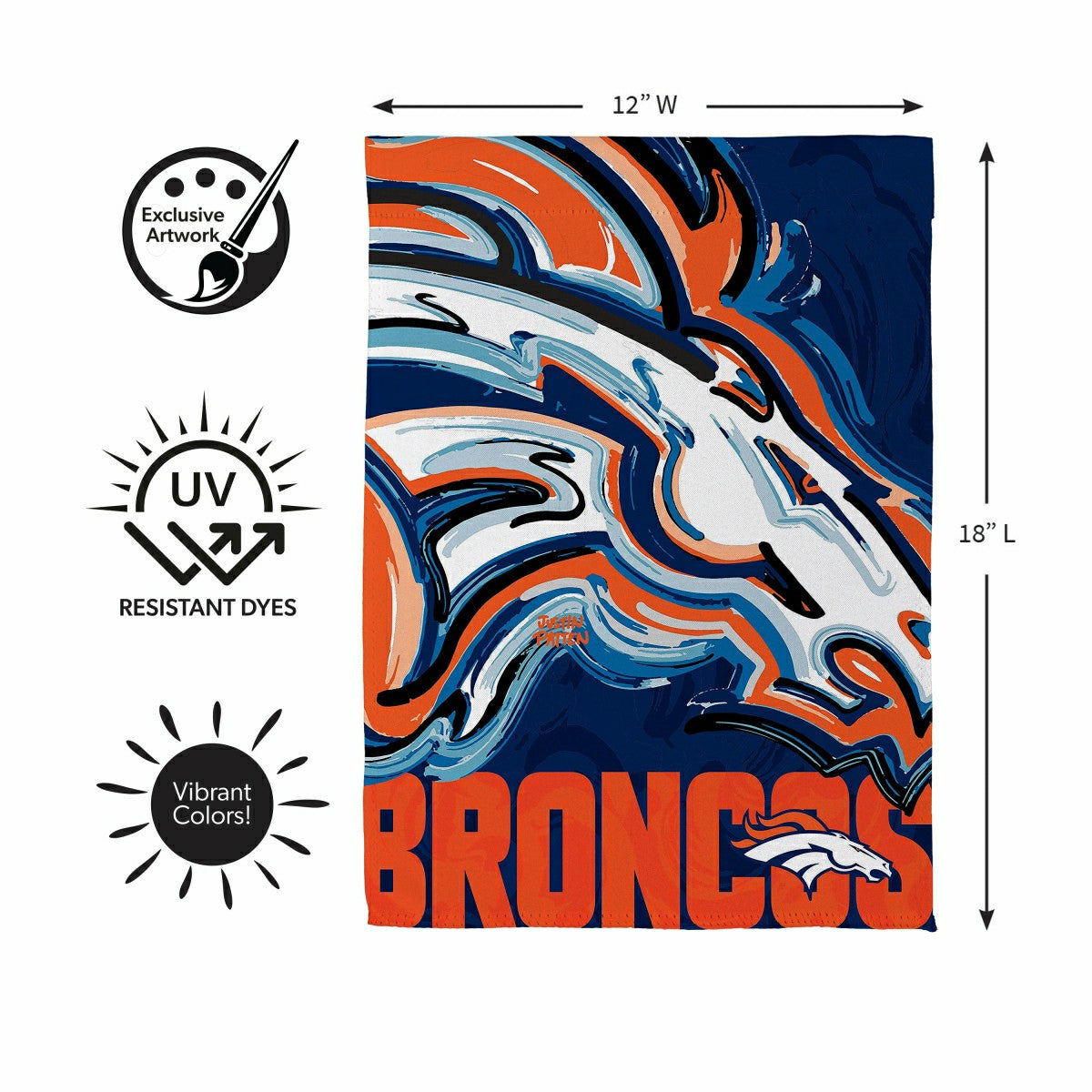 Denver Broncos Justin Patten Logo Suede Garden Flag - NFL