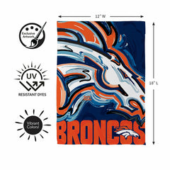 Denver Broncos Justin Patten Logo Suede Garden Flag - NFL