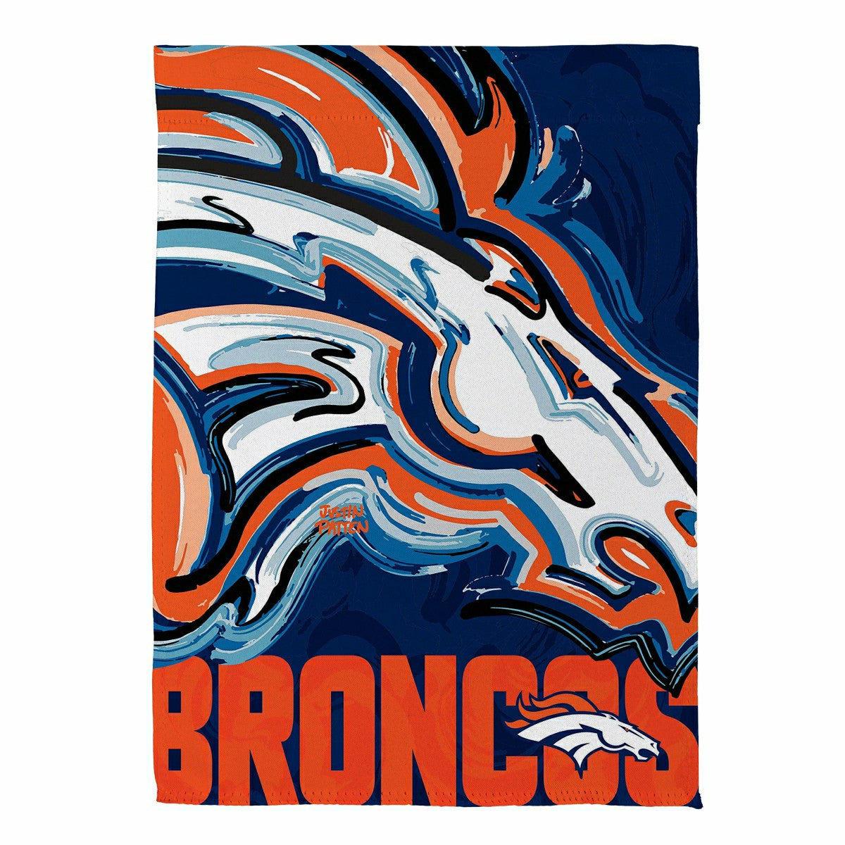 Denver Broncos Justin Patten Logo Suede Garden Flag - NFL
