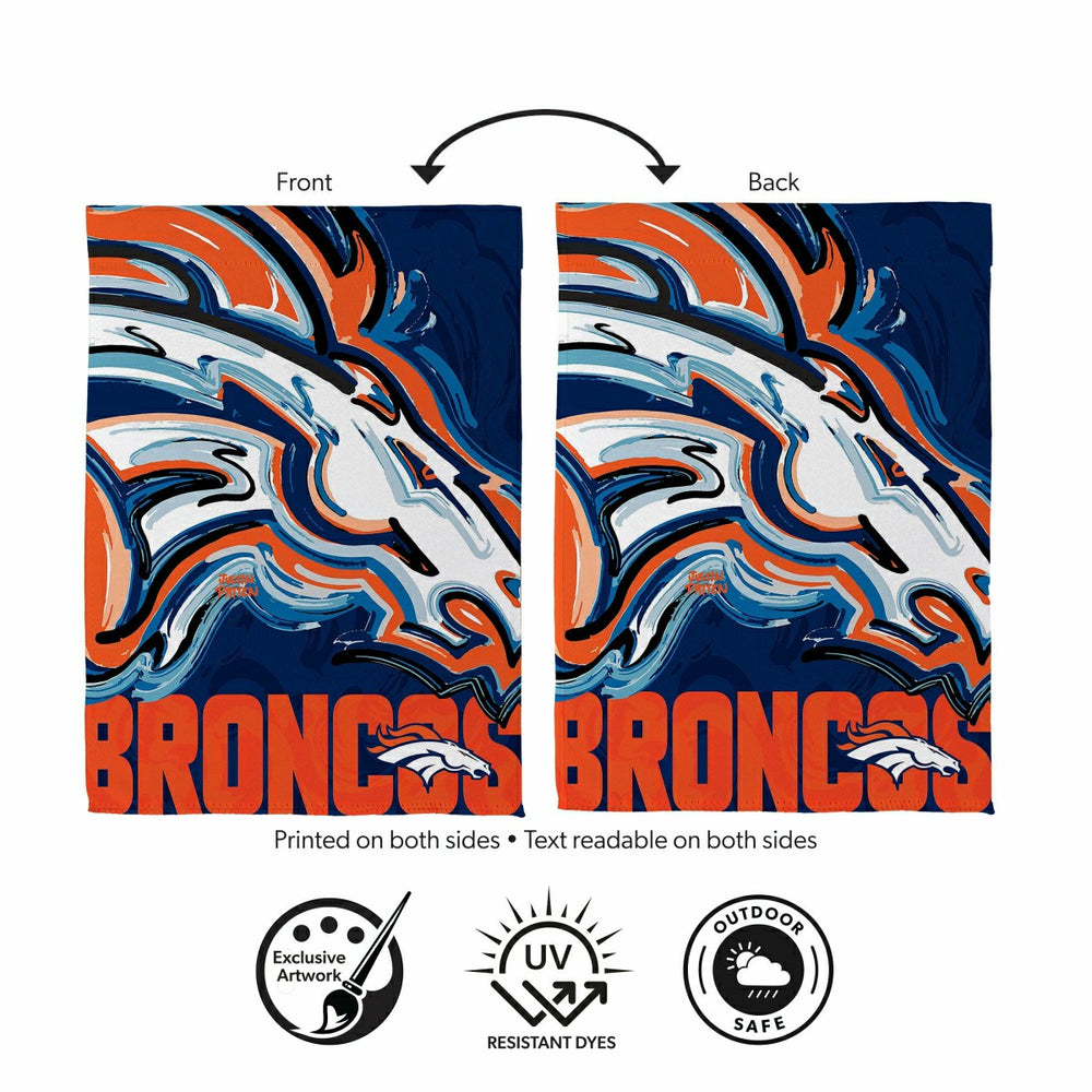 Denver Broncos Justin Patten Logo Suede Garden Flag - NFL