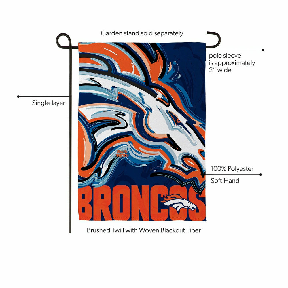 Denver Broncos Justin Patten Logo Suede Garden Flag - NFL