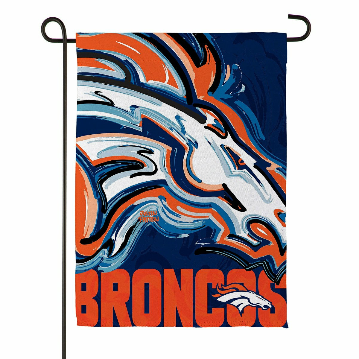 Denver Broncos Justin Patten Logo Suede Garden Flag - NFL