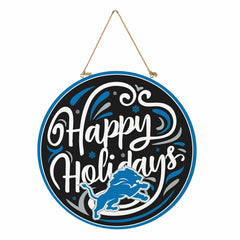 Detroit Lions Holiday Round Door Décor with Hanging Rope, 18x18 - NFL Home
