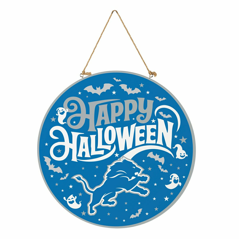 Detroit Lions Halloween Round Door Décor with Hanging Rope, 18x18 - NFL Home