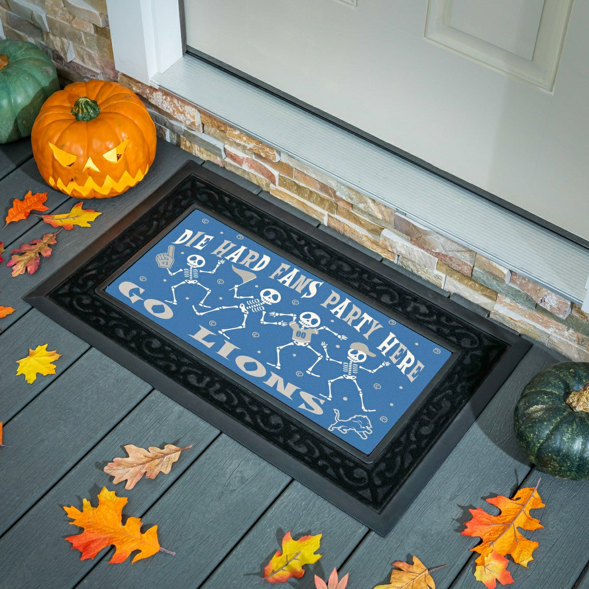 Detroit Lions Flocked Coir Halloween Sassafras Switch Mat, 22"x10" - NFL